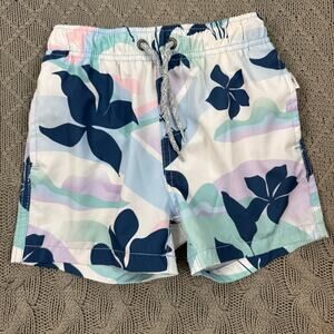 Vintage Summer Floral Print Kids Swim Shorts Trunks ~ 4